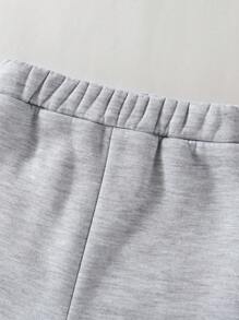 SHEIN Baby Girls 2024 New Collection Crew Neck Sweatshirt With Embroidered Flower & Letter Design, Autumn/Winter Casual 2pcs Set