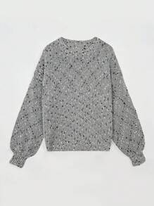 Women's Casual Colorblock Round Neck Long Sleeve Flare Cuff Sweater, Autumn/Winter Fall - Multicolor - View 6