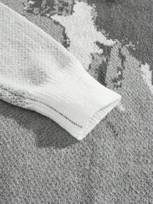 ROMWE MEN Street Life Jersey de cuello redondo de manga larga con detalles estampados, suéter minimalista de uso diario casual para hombres