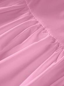 SHEIN EZwear 夏季浪漫休闲大码迷你吊带背心裙，带蝴蝶结和背部褶皱设计 - 粉色 - 查看 5