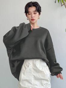 FRIFUL Sudadera holgada para mujer forrada térmicamente con botón en forma de corazón en la espalda