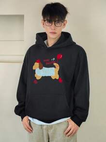 DAZY Herbst Welpen Stickerei thermisch gefütterte Kapuzenjacke für Herren