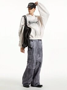 NEON BLANC 男式编织字母口袋工装裤 - 灰色 - 查看 1