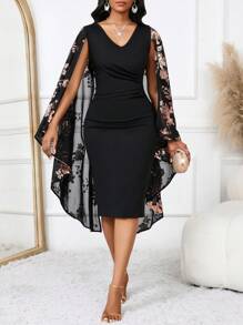 SHEIN Lady Autumn And WinterCasualElegantWorkWovenStand PleatedCollarArabian Dresses - Multicolor - View 6