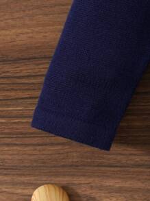 SHEIN Young Girls Casual Heart-Shaped Faux Bag Design Long Sleeve Crew Neck A-Line Knitted Sweater Dress, Soft & Comfortable, Suitable For Everyday, Outing, Travel, Vacation, Home, Nursery, Playing, And School Wear - Royal Blue - View 4