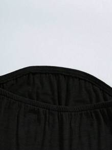 SHEIN Unity 2 件套女士纯色短款吊带背心，性感夏季 - 黑色 - 查看 5