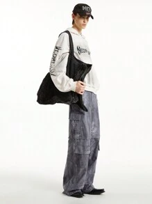 NEON BLANC 男式编织字母口袋工装裤 - 灰色 - 查看 6