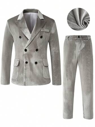 Manfinity Mode 2 pezzi Completo giacca blazer e pantaloni casual eleganti da uomo per la stagione autunnale