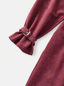 Forever 21 新款秋冬翻领腰带宽松长款风衣 - 酒紅色 - 查看 14