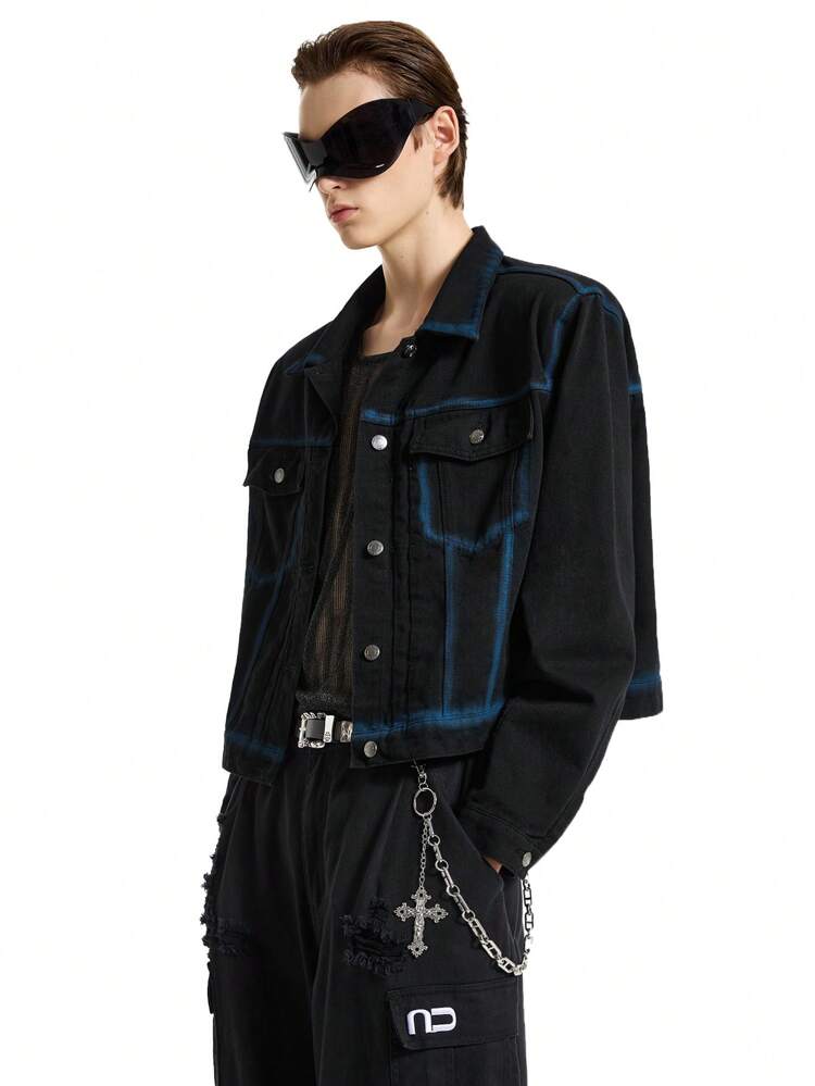 Men's Tie-Dye Long Sleeve Denim Jacket