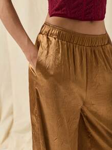 COSMINA Damskie spodnie casualowe w jednolitym kolorze z kieszeniami i elastyczną talią