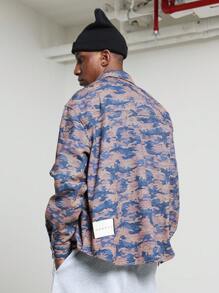 SUMWON Camicia di jeans occidentale con stampa, vestibilità regular