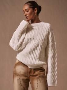 MUSERA 宽松绞花针织套头衫，Y2K 春季休闲可爱 90 年代风格