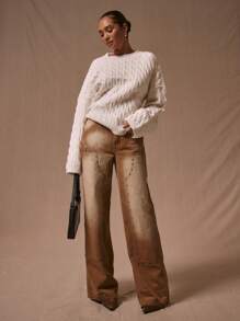 MUSERA 宽松绞花针织套头衫，Y2K 春季休闲可爱 90 年代风格