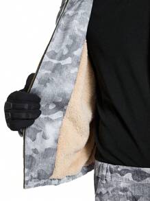 NEON BLANC Men's Long Sleeve Fluffy Lined Windbreaker Jacket, For Fall Winter - Light Grey - View 7