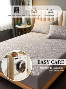 1 pieza Sábana ajustable, Ropa de cama, Protector de colchón, Cubrecama, Sábana, Textil para el hogar acogedor, Protector de colchón transpirable y antipelusas, Cubrecama con estampado ultrasónico, Decoración del hogar, Cubrecama decorativa para dormitorio, universitario, se ajusta a todos los tamaños de cama - Individual, Doble, Queen, King, Apto para todas las estaciones, Lavable a máquina, Edredón a prueba de polvo, Funda de almohada no incluida, Decoración de otoño, Decoración de habitación, Vuelta al colegio, Útiles escolares