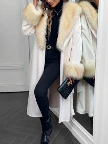 SHEIN Clasi Women's Casual Plush Fluffy Collar Jacket For Autumn/Winter