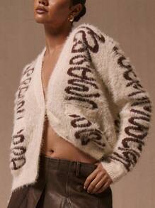 MUSERA Cardigan boutonnée à motif logo, style Y2K, décontracté et mignon pour le printemps, années 90