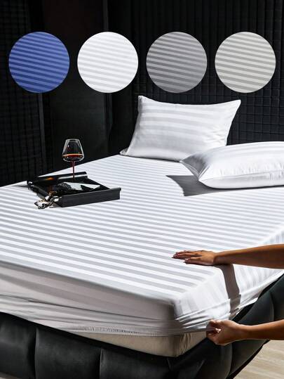 1pc Satin Fitted Sheet, Bedding, Mattress Protector, Cartoon Pattern Bed Cover, Home Decor, Breathable, Anti-Pilling, Dust & Slip Resistant, Suitable For All Bed Sizes - Single, Double, Queen, King, All Seasons, Machine Washable (Pillow And Pillowcase Not Included)