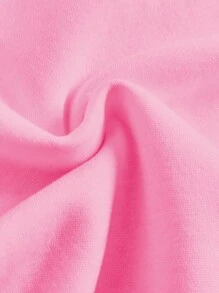 SHEIN Leap Crew 年轻女孩休闲简约卡通图案宽松厚连帽衫和喇叭裤套装，适合秋冬季 - 粉色 - 查看 5