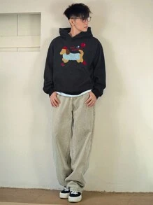 DAZY Herbst Welpen Stickerei thermisch gefütterte Kapuzenjacke für Herren