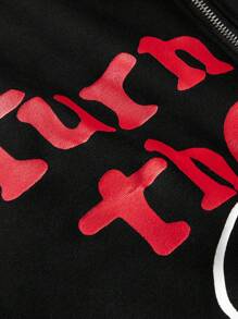 Manfinity Dauomo Áo hoodie có khóa kéo in hình đầu lâu và chữ cho nam - Nhiều màu - Xem 5