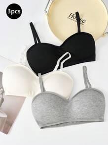 3pcs/Set Teen Girls Seamless Camisole Crop Top Bras Comfort Wireless Bralettes