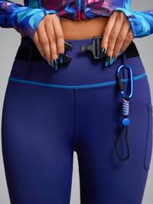 Innovista 配色块线条可拆卸腰带运动紧身裤，收腹提臀性感配套裤子，日常休闲和健身，塑身紧身裤，弹力高腰紧身裤，健身紧身裤，氨纶紧身裤，秋季女装 - 藏蓝色 - 查看 12