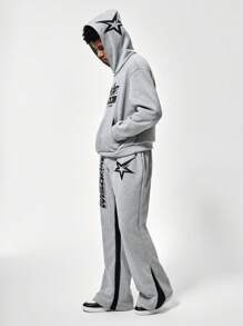 2pcs/Set Teenage Boys Casual Comfortable Long Sleeve Hoodie And Long Pants - Grey - View 4