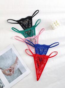 5-Pack Sexy Lace Heart Decorated G-String Panties Lingerie