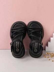1 Paar flache Sandalen für Kinder, modisches Cut Out faden-Design, Mädchen Sandalen, weicher Boden, bequeme Kinderschuhe