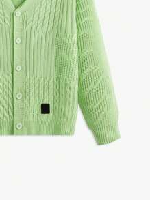AKNOTIC Business Casual Men's Knitted Loose Drop Shoulder Casual Cardigan, For Fall Winter - Mint Green - View 3