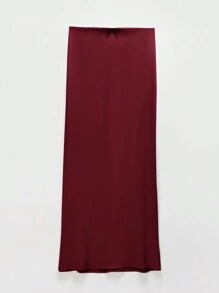 Muchica 女士蝴蝶结装饰时尚长裙 - 紅色 - 查看 1