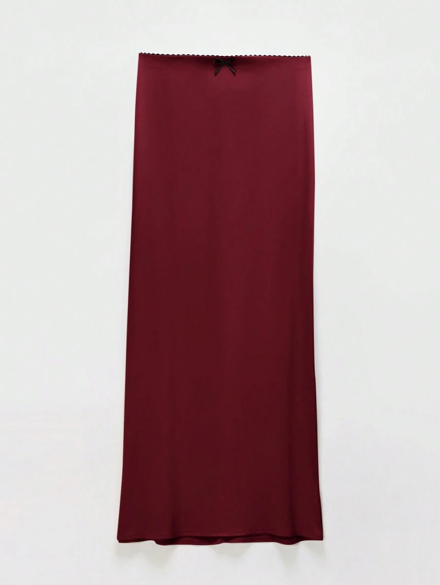 Muchica 女士蝴蝶结装饰时尚长裙 - 紅色 - 查看 1