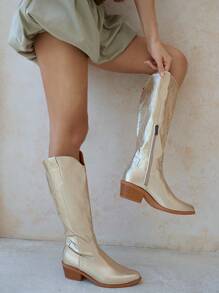 Styleloop Women's Fashion White Versatile Outdoor Party Classic Knee-High Boots Fall