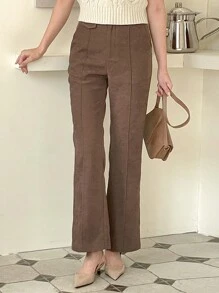 DAZY Solid Color Women Toothpick Design Flared Leg Casual Pants,Women Dress Pants,Fall Clothes - Brown - View 6