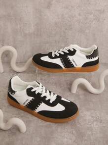 SHUZIA 女士休闲复古时尚条纹厚底运动鞋，适合秋冬季的度假休闲运动鞋 - 彩色 - 查看 2