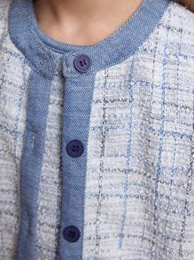 PrepCrw Young Girls Autumn Elegant Plaid Jacket And Dress Set - Blue - View 7