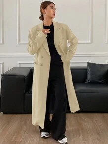 DAZY Abrigo casual con cuello de solapa de manga larga para mujer, adecuado para ir al trabajo, chaqueta de mujer de otoño, ropa de mujer de otoño - Caqui - Ver 3