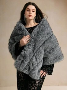 Anewsta Poncho de mujer talla grande, elegante y de alta gama