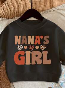 SHEIN Baby Girl Knitted Soft Crew Neck Casual Loose Thick Sweatshirt, Suitable For Autumn And Winter