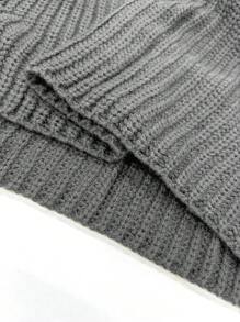 Calvaya 大码女式时尚灯笼袖腰部荷叶边下摆套头毛衣，秋冬针织套头衫 - 灰色 - 查看 6