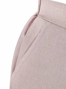 2pcs Teens/Youth Plain Front Button Up Long Sleeve Top With Pocket & Long Pants, Gentlemanly Outfit - Beige - View 7