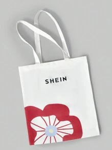 SHEIN Ladies Floral Print Casual Shoulder Handbag , Beach Bag - White - View 1