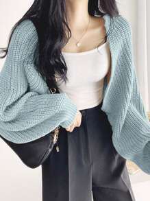 DAZY 女士纯色长袖休闲上衣，日常穿着 - 淺藍色 - 查看 5