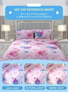 Disney 2/3pcs Stitch Duvet Cover Set, Disney Bedding, Cozy And Anti-Pilling Bedding Set, Soft And Breathable, Cartoon Style Comforter Cover Set, Fits For Twin Full King Queen All Size Beds, Suitable For All Seasons, Machine Washable, Valentine's Day Bedding, Stitch Home Textile, Gifts, Stitch Stuff, Stitch Room Decoration, Quilt Core Not Included
