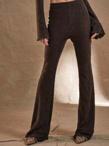 MUSERA Pantalones acampanados de gasa con estampado floral elegante para verano, festival y vacaciones - Café integral - Ver 1