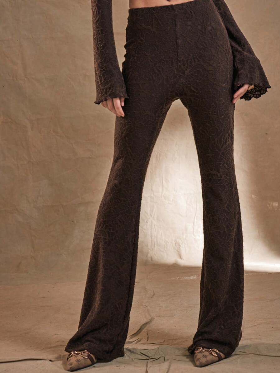 MUSERA Pantalones acampanados de gasa con estampado floral elegante para verano, festival y vacaciones - Café integral - Ver 1