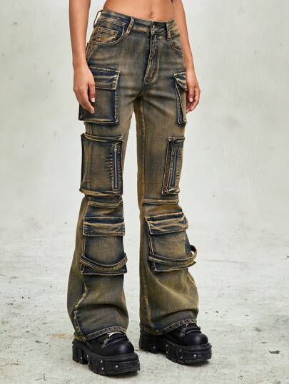 パンツ grunge led pepper fade flare denim pants パンツ grunge led pepper fade flare denim pants GuliriFei