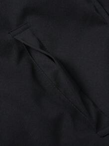 Manfinity Homme Men Work Going Out Hooded Black Sherpa Jacket, Outdoor Windbreaker For Friends, Husband, Boyfriend Gifts